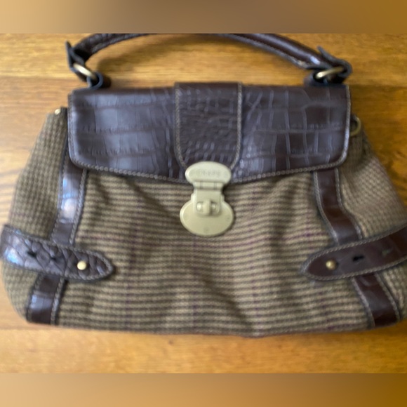 Chaps houndstooth wool and leather purse. - Picture 2 of 8